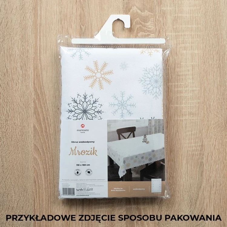 ŚNIEŻKI Serweta wodoodporna VELVET, 85x85cm, kolor jasny szary ze srebrnym zdobieniem