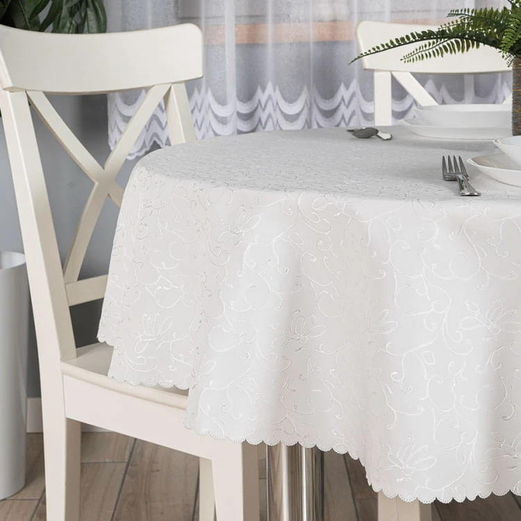 FLORA Obrus wodoodporny, fi 160cm, kolor kremowy