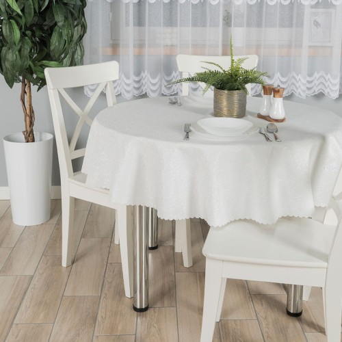 FLORA Obrus wodoodporny, fi 160cm, kolor kremowy