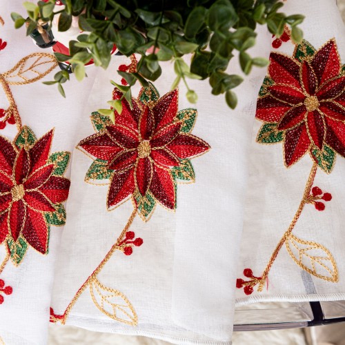 Firanka haftowana z ołowianką, wysokość 290cm, kolor biały