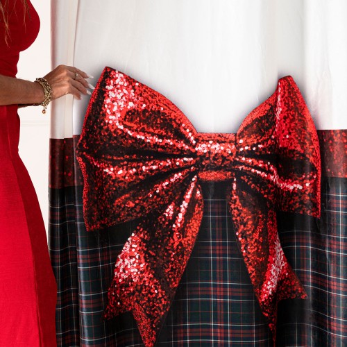 BROKATOWA KOKARDA, KRATA SZKOTI Panele zasłonowe typu VELVET wysokość 300cm, szerokość 140cm, kolor biały