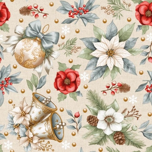 ŚWIĘTA Tkanina dekoracyjna świąteczna, szerokość 140cm