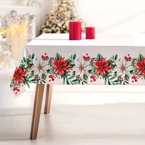 GWIAZDA BETLEJEMSKA Tkanina dekoracyjna obrusowa NINA WODOODPORNA, 160cm, kolor biały