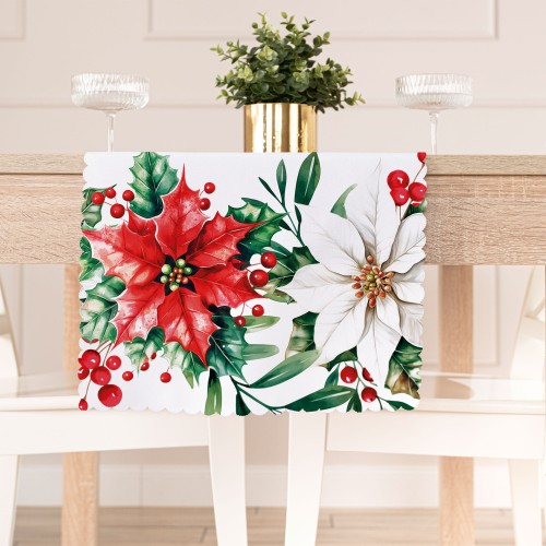 GWIAZDA BETLEJEMSKA Tkanina dekoracyjna obrusowa NINA WODOODPORNA, 160cm, kolor biały