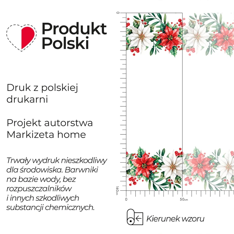 GWIAZDA BETLEJEMSKA Tkanina dekoracyjna obrusowa NINA WODOODPORNA, 160cm, kolor biały