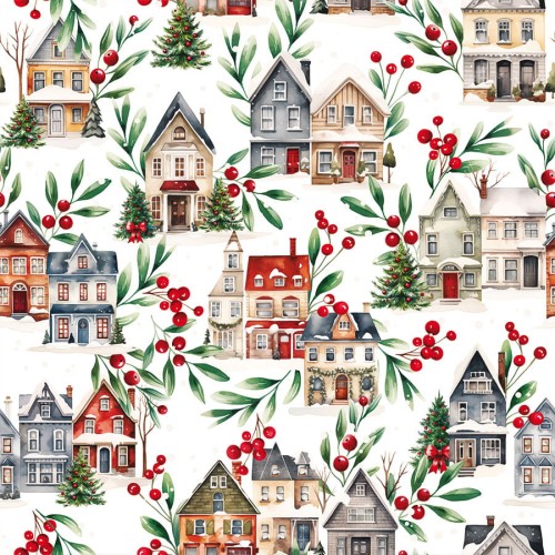 ZIMOWE MIASTECZKO Tkanina dekoracyjna NINA WODOODPORNA, 160cm, kolor wielokolorowy