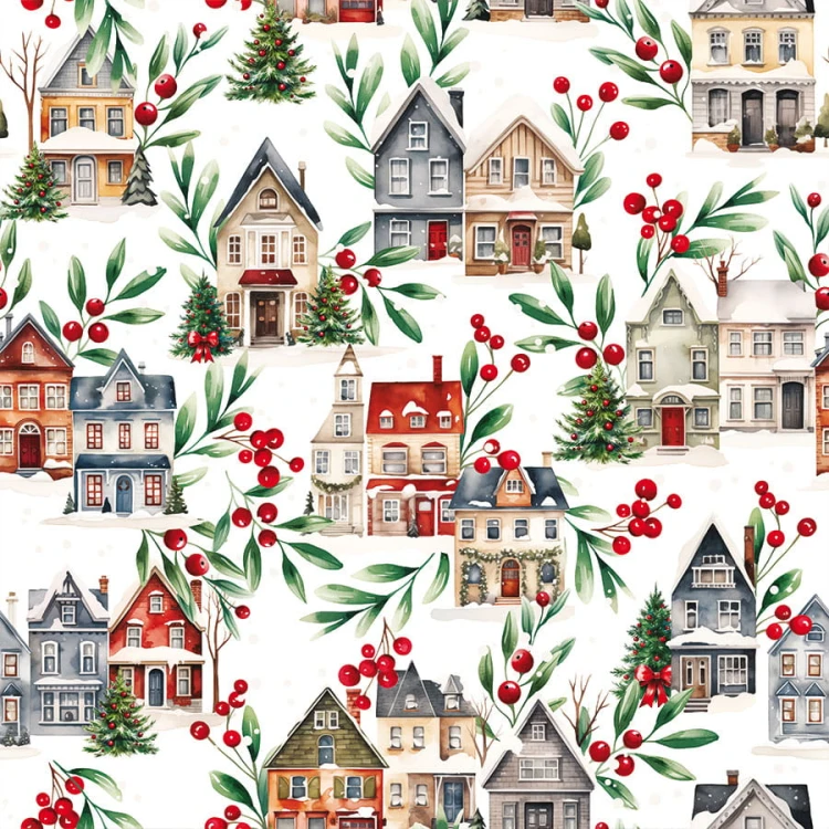 ZIMOWE MIASTECZKO Tkanina dekoracyjna NINA WODOODPORNA, 160cm, kolor wielokolorowy