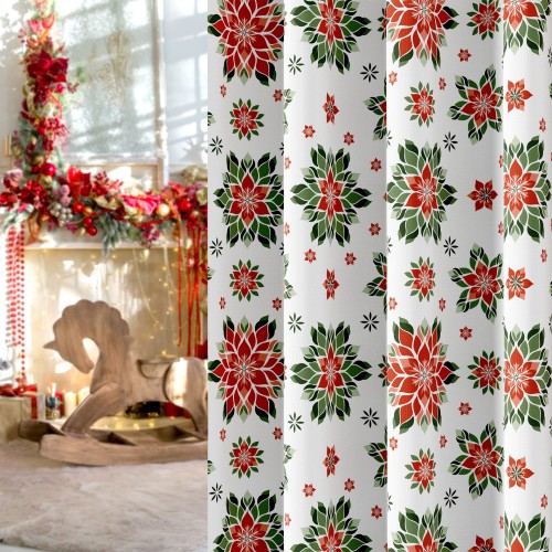 FOLK,GWIAZDA BETLEJEMSKA Tkanina dekoracyjna NINA WODOODPORNA, 160cm, kolor biały