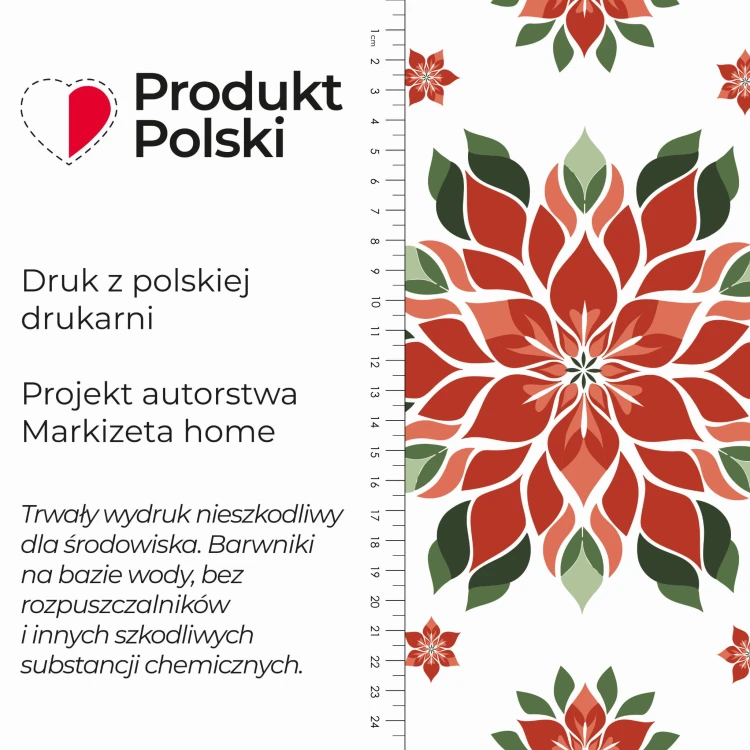 FOLK,GWIAZDA BETLEJEMSKA Tkanina dekoracyjna NINA WODOODPORNA, 160cm, kolor biały