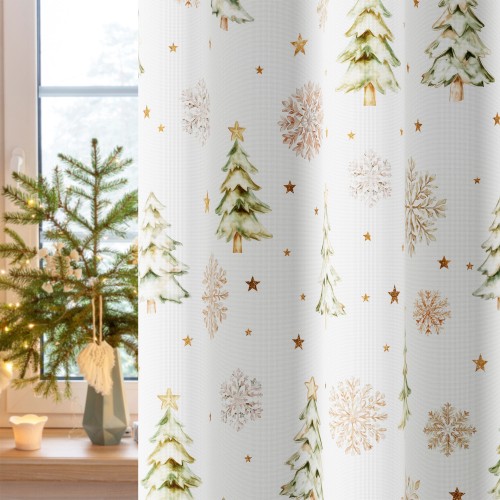 CHOINKI, ZIMOWA OPOWIEŚĆ Tkanina dekoracyjna NINA WODOODPORNA, 160cm, kolor biały