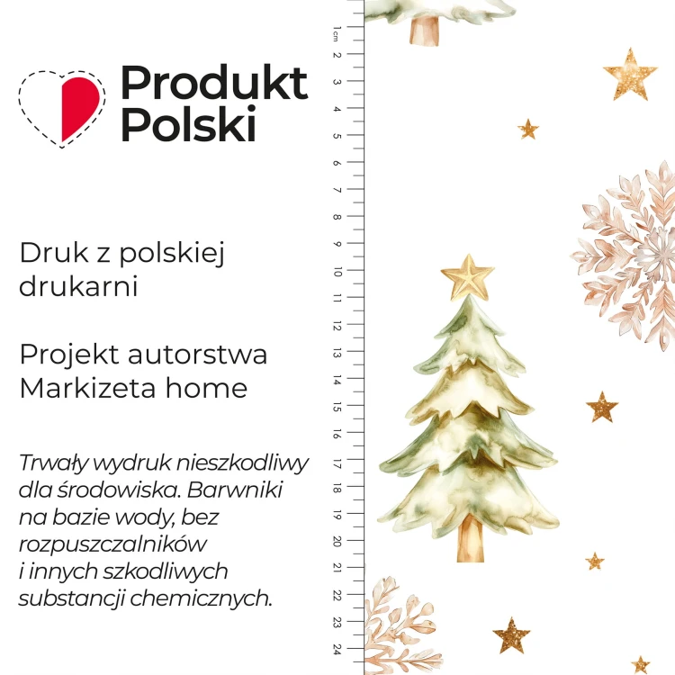 CHOINKI, ZIMOWA OPOWIEŚĆ Tkanina dekoracyjna NINA WODOODPORNA, 160cm, kolor biały