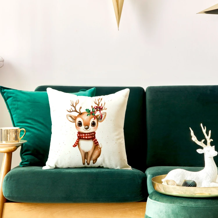 JELONEK, BAJKOWE ŚWIĘTA Poszewka dekoracyjna VELVET, 40x40cm, kolor biały