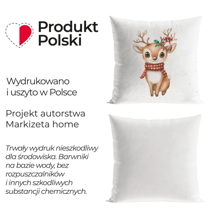 JELONEK, BAJKOWE ŚWIĘTA Poszewka dekoracyjna VELVET, 40x40cm, kolor biały