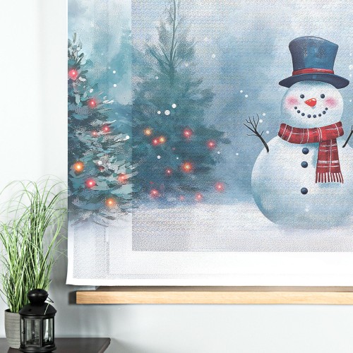 BAŁWANEK, BAJKOWE ŚWIĘTA Panel firanowy, szerokość 150 x wysokość 170cm, tkanina Etamina, kolor biały