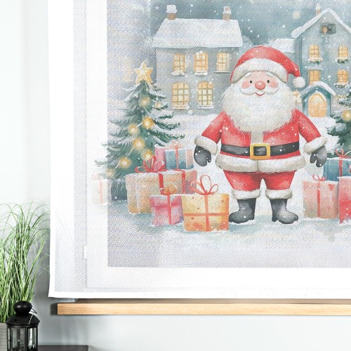 MIKOŁAJ, BAJKOWE ŚWIĘTA Panel firanowy, szerokość 150 x wysokość 170cm, tkanina Etamina, kolor biały