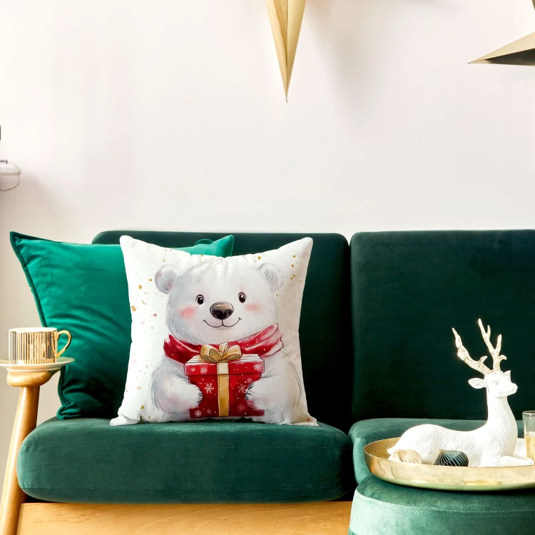 MISIEK, BAJKOWE ŚWIĘTA Poszewka dekoracyjna VELVET, 40x40cm, kolor biały