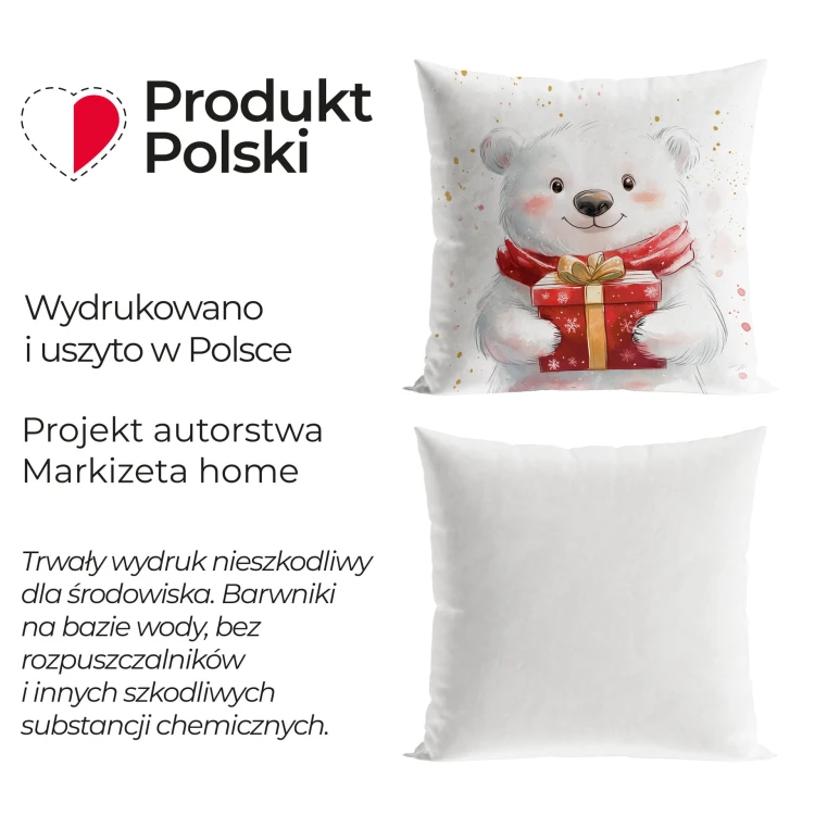 MISIEK, BAJKOWE ŚWIĘTA Poszewka dekoracyjna VELVET, 40x40cm, kolor biały