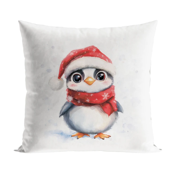 PINGWINEK, BAJKOWE ŚWIĘTA Poszewka dekoracyjna VELVET, 40x40cm, kolor biały