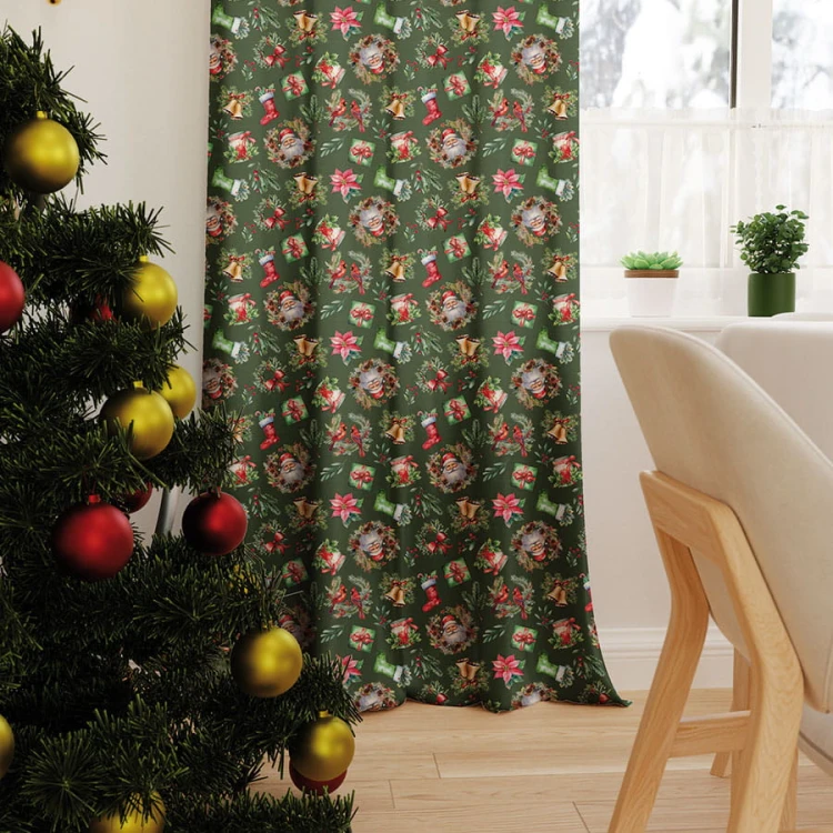 ŚWIĄTECZNY MIX Tkanina dekoracyjna NINA WODOODPORNA, 160cm, kolor zielony