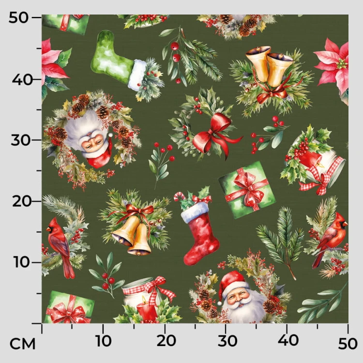 ŚWIĄTECZNY MIX Tkanina dekoracyjna NINA WODOODPORNA, 160cm, kolor zielony