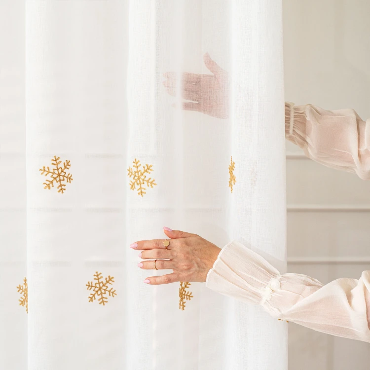 NOELLE Firana gotowa na przelotkach, szerokość 140cm x wysokość 250cm, kolor biały