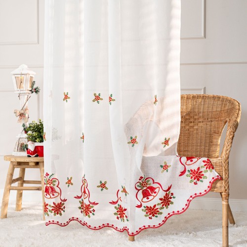 HOLLY Firana gotowa na przelotkach, szerokość 140cm x wysokość 250cm, kolor biały