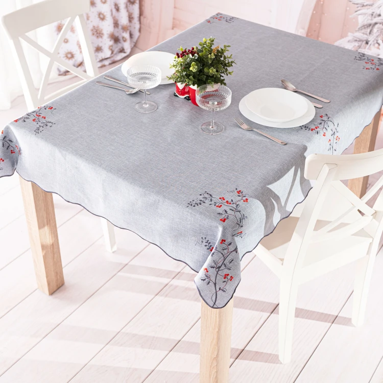 JARZĘBINOWY BLASK Obrus z haftem, szerokość 140cm x wysokość 220cm, kolor szary