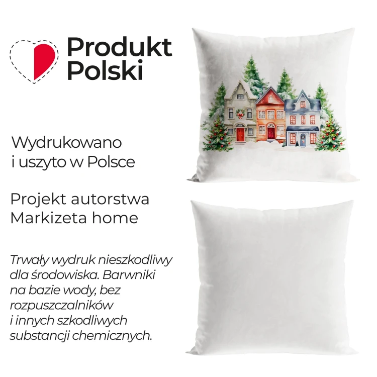 ZIMOWE MIASTECZKO Poszewka dekoracyjna VELVET, 40x40cm, kolor wielokolorowy