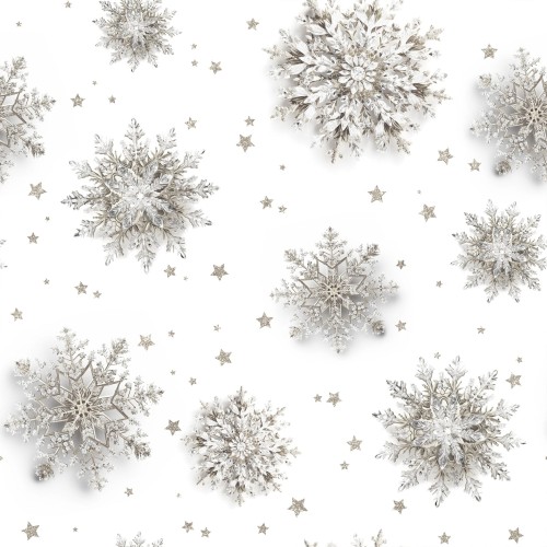 SREBRNE ŚNIEŻYNKI Tkanina dekoracyjna NINA WODOODPORNA, 160cm, kolor biały