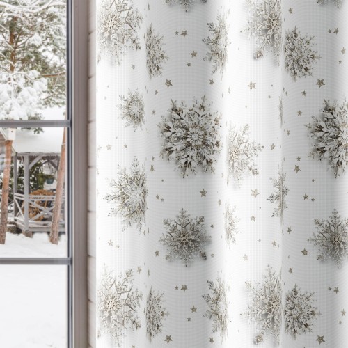 SREBRNE ŚNIEŻYNKI Tkanina dekoracyjna NINA WODOODPORNA, 160cm, kolor biały