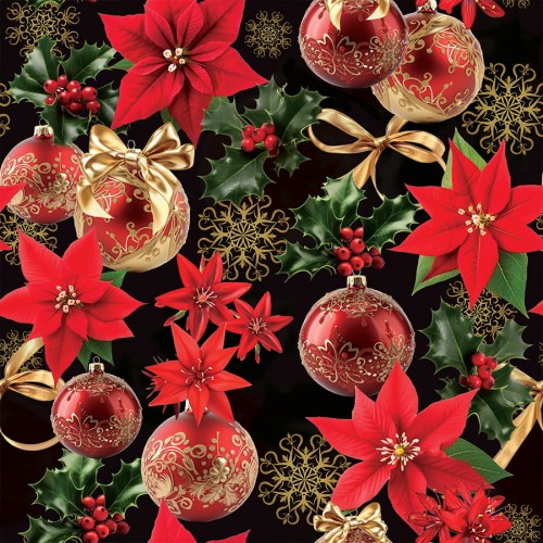 ZŁOTE BOMBKI Tkanina dekoracyjna NINA WODOODPORNA, 160cm, kolor czerwono czarny