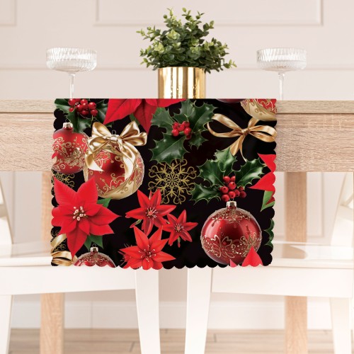 ZŁOTE BOMBKI Tkanina dekoracyjna NINA WODOODPORNA, 160cm, kolor czerwono czarny