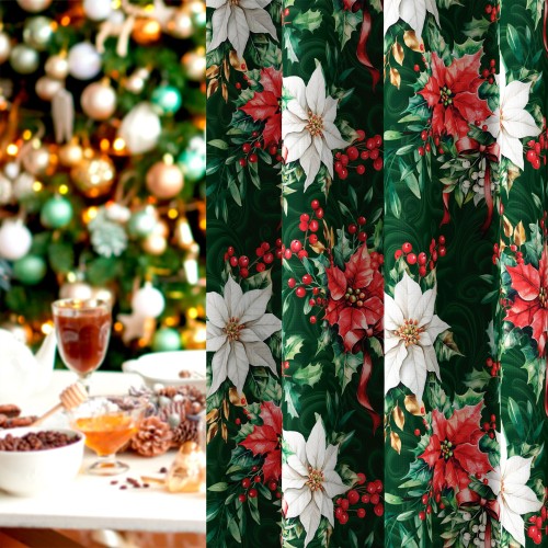 GWIAZDA BETLEJEMSKA Tkanina dekoracyjna NINA WODOODPORNA, 160cm, kolor zielony