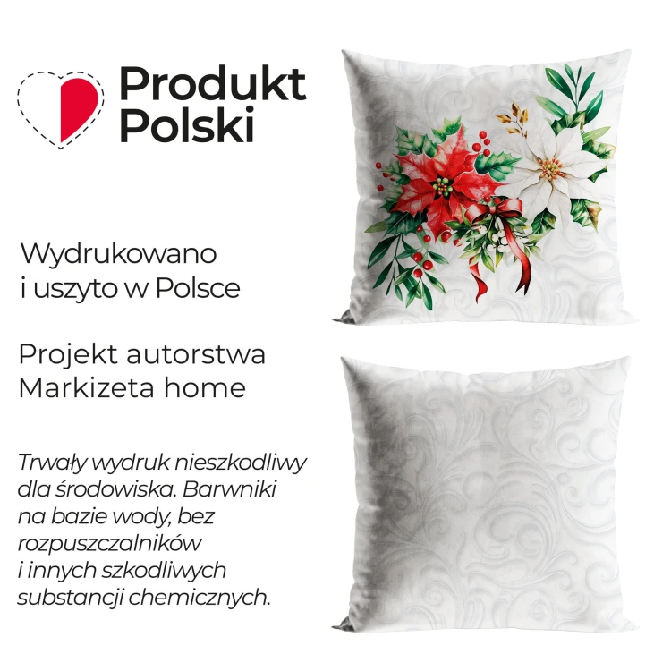 GWIAZDA BETLEJEMSKA Poszewka dekoracyjna VELVET, 40x40cm, kolor biały