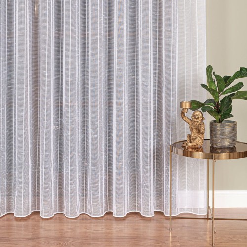 Firanka fantazyjna z ołowianką, wysokość 320 cm, kolor  biały