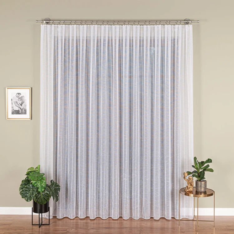 Firanka fantazyjna z ołowianką, wysokość 320 cm, kolor  biały