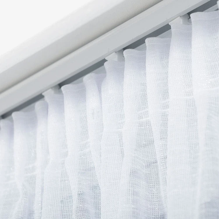 Firanka fantazyjna ze wzorem na samym dole z ołowianką, wysokość 330cm, kolor 003 biały ze złotym pasem