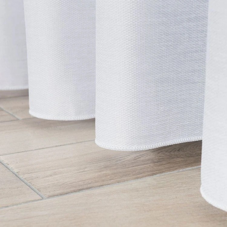 Firanka fantazyjna ze wzorem na samym dole z ołowianką, wysokość 330cm, kolor 003 biały ze złotym pasem