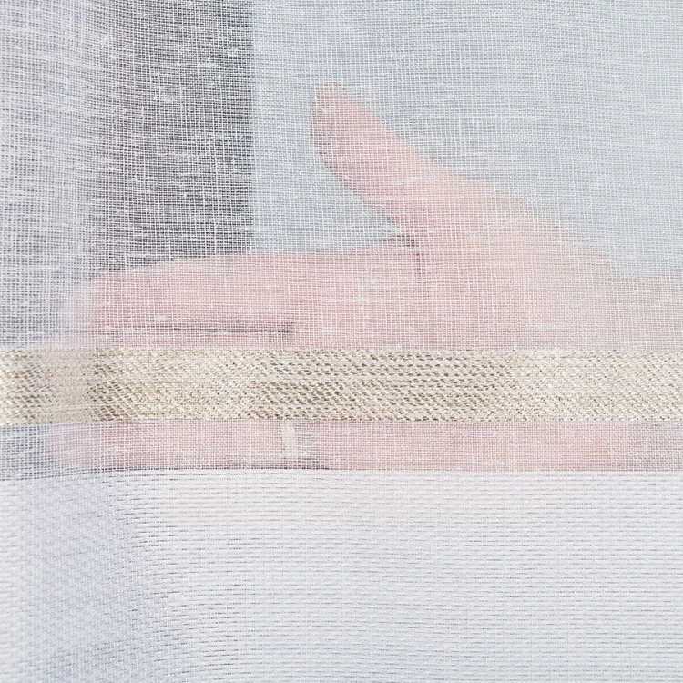 Firanka fantazyjna ze wzorem na samym dole z ołowianką, wysokość 330cm, kolor 003 biały ze złotym pasem