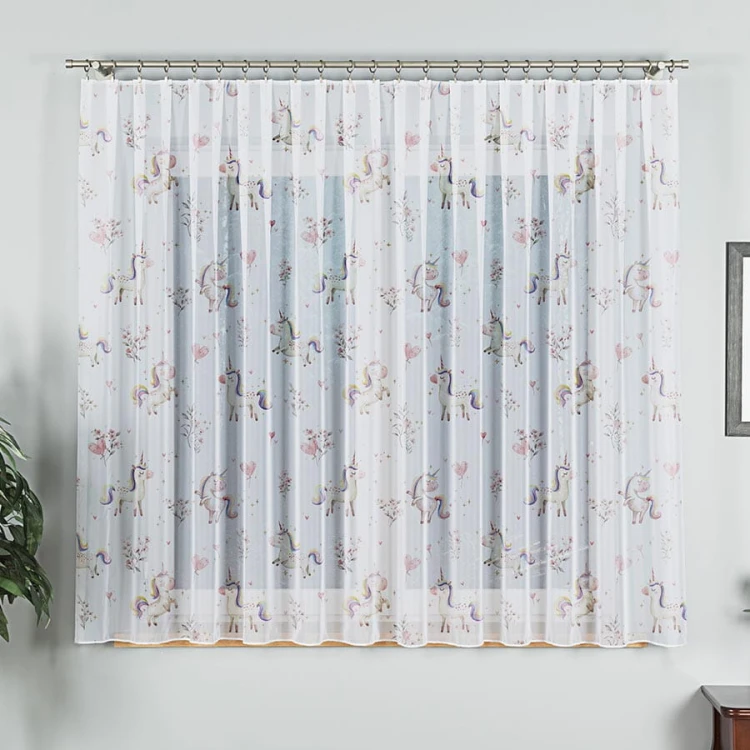 SŁODKIE JEDNOROŻCE Firanka z ołowianką WOAL, wysokość 157cm, kolor biały