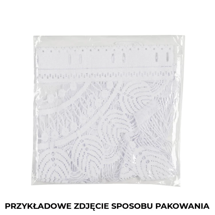 INARA Zazdrostka makramowa żakardowa gotowa, szerokość 180 x wysokość 75cm, biała