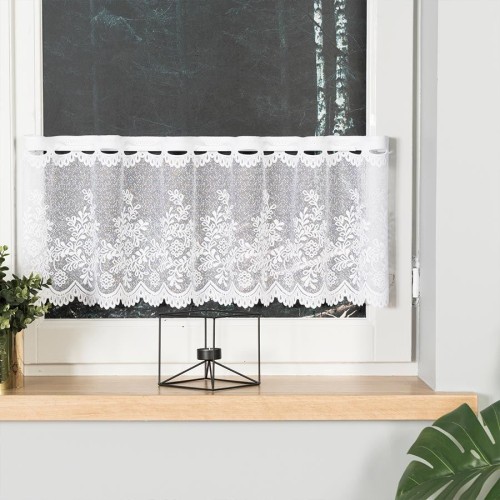 KAROLINA Zazdrostka żakardowa 30 cm biała elegancka firanka do kuchni