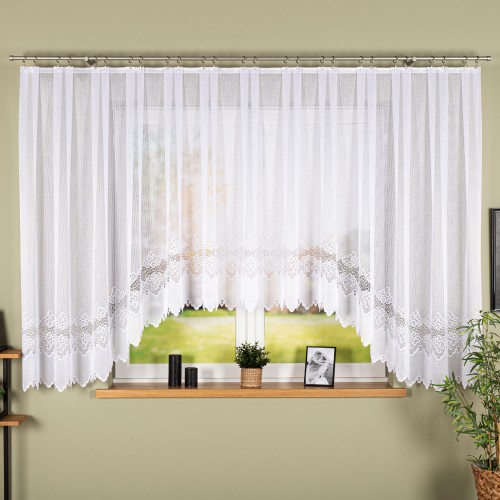 MODESTA Firanka żakardowa gotowa 500x160 cm biała