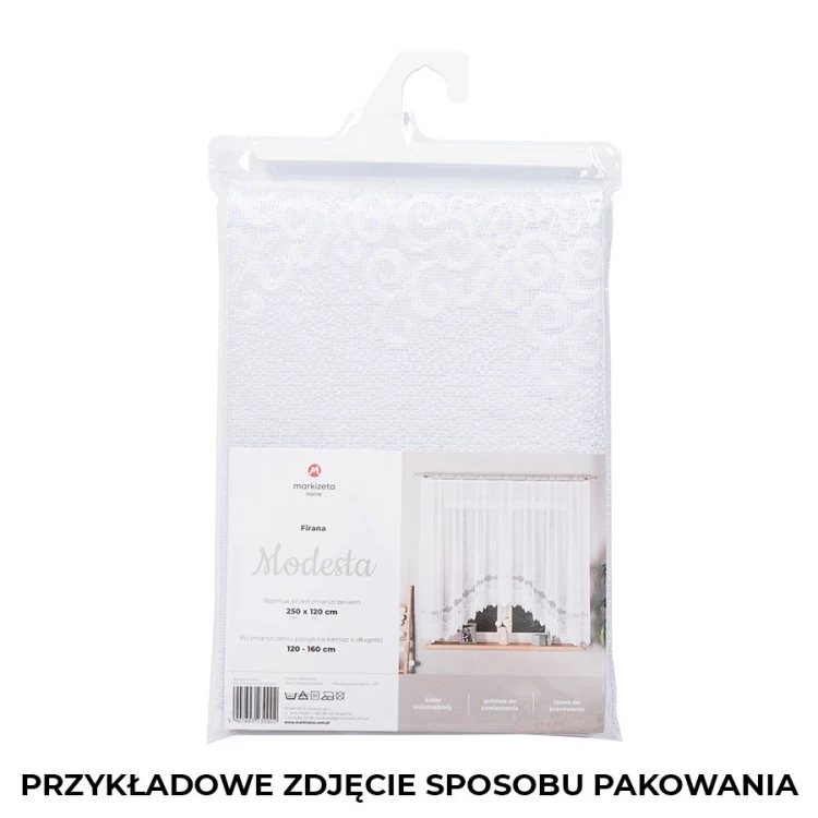 MODESTA Firanka żakardowa gotowa 500x160 cm biała