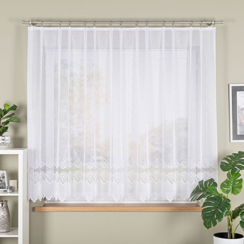 MODESTA Firanka żakardowa gotowa na prosto 300x160 cm biała