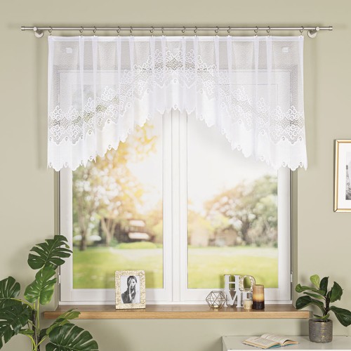 MODESTA Firanka żakardowa gotowa 250x80 cm biała