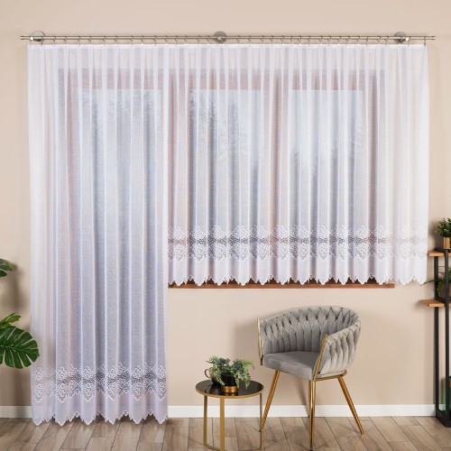 MODESTA Firanka żakardowa gotowa 200x250 cm biała