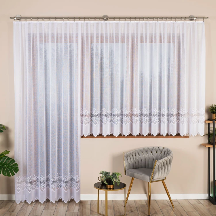 MODESTA Firanka żakardowa gotowa 200x250 cm biała