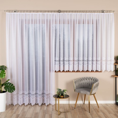 MODESTA Firanka żakardowa gotowa 300x 250 cm biała