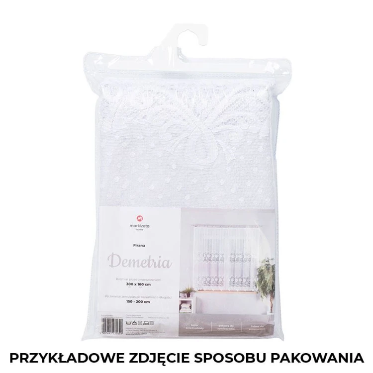 DEMETRIA Firanka żakardowa gotowa prosta 200x250 cm biała